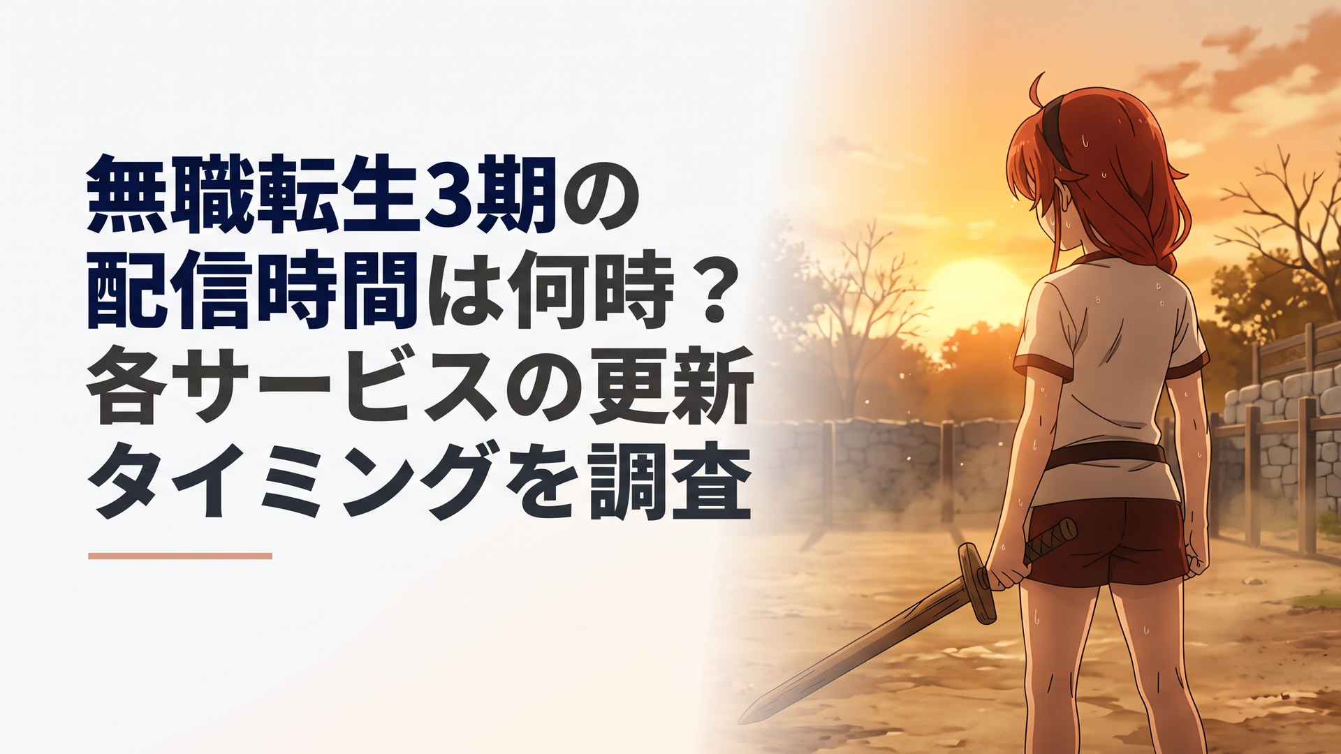 夕日に照らされる剣の聖地で、木剣を構え汗を流すエリスの凛々しい後ろ姿